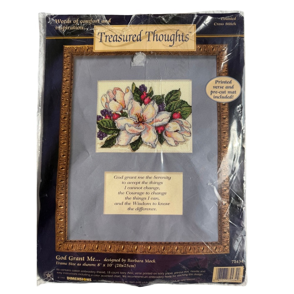 VTG Dimensions Serenity Prayer Cross Stitch Kit Serenity Prayer Floral